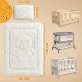 Totsy Baby Baby Bettdecke und Kissen Kinderdecke 90x120 cm - Kinderbettdecke Kinder Bettdecken Set und Decke für Kleinkind Babybett Mikrofaser Weiß - Weiß