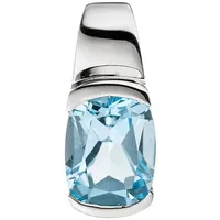 Schmuck Krone Kettenanhänger Anhänger mit Blautopas rechteckig, 585 Weißgold, Gold 585 silberfarben