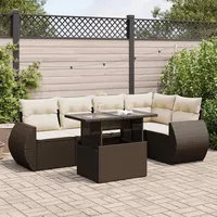 VidaXL 6-tlg. Garten-Sofagarnitur mit Kissen Braun Poly Rattan