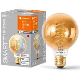 LEDVANCE SMART+ wifi LED-Lampe, Gold-Tönung, 8W, 650lm, Kugel-Form mit 80mm Durchmesser & E27-Sockel, regulierbares Weißlicht (2200-5000K),