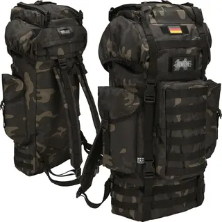 BWuM Bundeswehr Kampfrucksack Molle 65L + Patch & Flagge, Farbe:Darkcamo