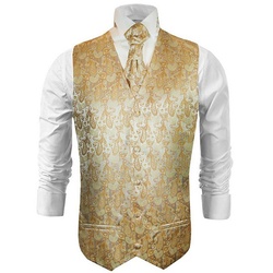 Paul Malone Anzugweste Herren Hochzeitsweste mit Plastron Set 2tlg paisley – Bräutigam (Set, 2-tlg., mit Weste und Plastron) gold V16, Gr. 106 (LT) goldfarben 106