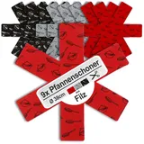 COM-FOUR COM-FOUR® 9X Pfannenschutz Ø 38 cm aus Filz - Hitzebeständig, Stapelschutz Pfannenschoner - Schutz vor Kratzern - Zuschneidbare Pfannenschutzmatte für Töpfe & Schüsseln (09 Stück - grau/rot/schwarz)