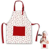 Verstellbare Kinderschürze (3-8 Jahre), Aus Baumwolle Mit Tasche, Zum Kochen, Malen Und Für Kreative Aktivitäten.