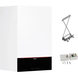 Gastherme Paket Vitodens 200-W, 32 kW, Kombitherme Aufputz, 3,5 Zoll Display, Außentemperaturfühler, Viessmann
