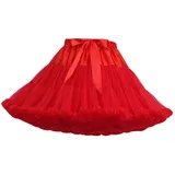 Tüllrock Damen Tutu Rock Tüll Röcke Tütü Petticoat Unterrock Tüllröcke Outfit Kurz Karneval Ballett Tutu Kostüm Erwachsene Tütüs Prinzessin Fasching 50er Rockabilly Party Hochzeit Vintage Rot - 40