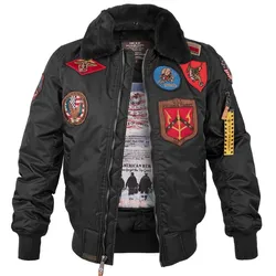 TOP GUN Fliegerjacke B-15 mit Patches schwarz, Größe S