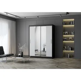imoebel24 Schwebetürenschrank Vista 150 x 200 x 61 cm Schwarz/Weiß