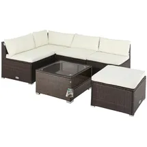 CASARIA Polyrattan Ecklounge Braun/Creme dicke Rückenpolster