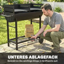 Outsunny Holzkohlegrill Grillwagen schwarz
