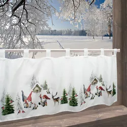 Scheibengardine DELINDO LIFESTYLE "Winterstimmung" Gr. 1, weiß, B:120cm H:45cm, Microfaser, Polyester, Gardinen, mit Schlaufenaufhängung, für die Küche