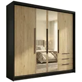 A&J MöbelLand Drehtürenschrank VIVO 200 x 215 x 59,5 cm Schwarz