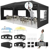 HOTEEL Pavillon 3x6 mit Seitenwnden, Faltpavillon 3x6 Wasserdicht Stabil Winterfest mit 4 Sandsäcke, Einfach Einzurichten Faltzelt für Outdoor-Party, Garten, Event,Schwarz