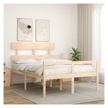 vidaXL Seniorenbett mit Kopfteil 140x190 cm Massivholz