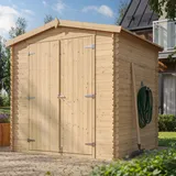 Timbela M343c1+m343g Gartenhaus Holz 3,53 M2 Aus Kiefer/fichte, Geräteschuppen 19 Mm Wandstärke, Gerätehaus Holz Für Gartenwerkzeug, Fahrradschuppen Mit Imprägniertem Holzboden