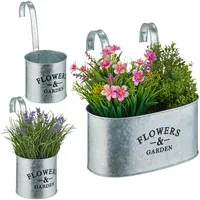 Relaxdays Hängetopf 26 x 26 x 22,5 cm Silber Komplettset