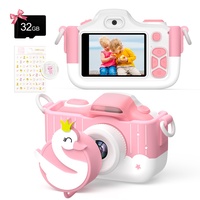 Kriogor Kinder Kamera, Digital Fotokamera Selfie und Videokamera mit 16 MP/Dual Lens/ 2 Inch Bildschirm/ 1080P HD/ 32G TF Karte/ 9 Fach Digitalzoom, Geburtstagsgeschenk für Kinder (Goose)
