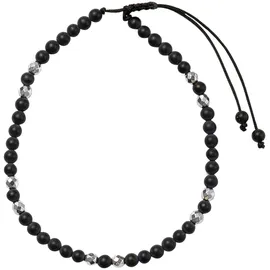 FIRETTI Fußketten Set "Schmuck Geschenk Körperschmuck Edelsteine", schwarz (silberfarben, gelbgoldfarben, schwarz, grau, schwarz, beige, grau, schwarz, beige), Fußketten, Damen, Baumwolle Messing, Baumwolle, Messing, mit Achat, Dalmatiner Jaspis, Onyx