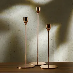 Stabkerzenhalter - Metall - unterschiedliche Gr√∂ßen - ros√©gold - 3er Set