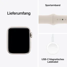 Apple Watch SE 2024 GPS 40 mm Aluminiumgehäuse Polarstern, Sportarmband Polarstern S/M