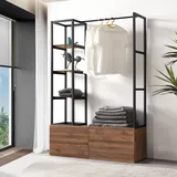 [en.casa] Garderobenständer Egmating 180 x 120 x 40 cm Walnuss