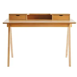 miliboo Schreibtisch aus hellem Holz mit Ablagen L120 cm PULITO