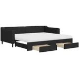 vidaXL Tagesbett Ausziehbar mit Schubladen Schwarz 90x200 cm Stoff