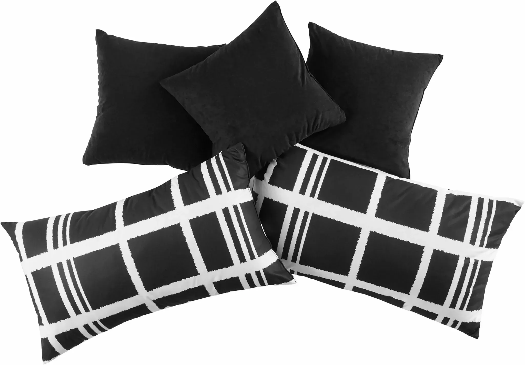 Dekokissen, weiß (weiß, kariert unifarben), B:40cm L:40cm, Polyester, WESTFALIA SCHLAFKOMFORT, Dekokissen_Sitzkissen_Kissenhüllen, (5-tlg.)