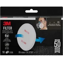 3M Partikelfilter 2135PRO1 – Feinstaubfilter mit Schutzstufe P3 für 3M Atemschutzmaske – 1 Paar P3 Filter mit innovativer Filtertechnologie