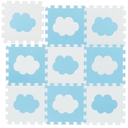 relaxdays Puzzlematte 18-tlg. Puzzlematte Wolke, Weiß-Blau blau|weiß