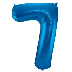 Folat XL Folienballon Zahl 7 in blau, 86 cm, 1 Stück, Helium Ballon (unbefüllt) - Luftballon