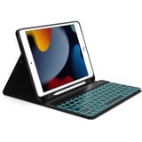 IVEOPPE Tastatur iPad 9. Generation, iPad 10.2" Tastatur mit Hülle (iPad 9./8./7. Generation), Magnetisch 7-Farbige Beleuchtung mit QWERTZ Tastatur für iPad Air 3 und iPad Pro 10.5, Schwarz