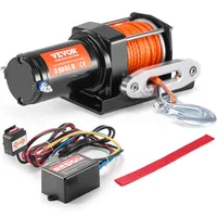 Vevor Elektrische Seilwinde, 3500 lb Seilzugkapazität, 12 V DC ATV/UTV-Winde mit Φ3/16 Zoll x 39 Fuß 12 Strängen Synthetikseil, Aluminium-Seilführung, kabelgebundene Fernbedienung, IP55 wasserdicht zum Schleppen von UTV, ATV, Boot