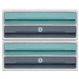 CEP Schubladenbox MoovUp mit Schloss mint, grau 1091112961, DIN A4 quer mit 2 Schubladen, 1 St.