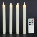 Fanna 4er Set LED Stabkerzen Tafelkerzen Weiß flackernde Flamme mit Timerfunktion, Fernbedienung und Batterien enthalten