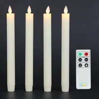 Fanna LED flammenlose Flackernde Tafelkerzen 4er set-LED Stabkerzen Elfenbein weiß batteriebetrieben inkl. Fernbedienung und Batterien H. 24 cm