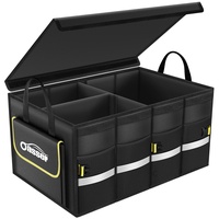 Oasser Kofferraumtasche Kofferraum Organizer mit Deckel Autobox Auto Box Tasche Wasserdicht Rutschfest Faltbar mit Griffe Reflexstreifen