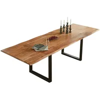 Sam Esstisch Baumkante Akazie natur 200(300)x100 Ansteckplatten schwarz ADINA