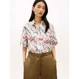 Tommy Hilfiger Kurzarmbluse TOMMY HILFIGER "ESS LINEN SHORT SLEEVE SHIRT", Damen, Gr.