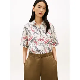 Tommy Hilfiger Kurzarmbluse TOMMY HILFIGER "ESS LINEN SHORT SLEEVE SHIRT", Damen, Gr.