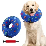 Aufblasbare Halskrause - Halskrause Hund, Einstellbar Bequem Schutzkragen, Schutzkragen Hund, Aufblasbares Hundehalsband, Weich Hundekragen Leckschutz für Katzen Hunde Nach Operation(Blau)