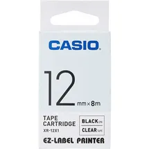 Casio XR-12X1 Schriftband 12 mm x 8 m schwarz auf transparent