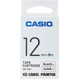 Casio XR-12X1 Schriftband 12 mm x 8 m schwarz auf transparent