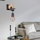ETC Shop Wandleuchte hängend Wandlampe aus Holz mit Schraubzwinge schwarz, 1x E27, Textilkabel schwarz, 14x28x15cm, Flur Schlafzimmer Treppenhaus Wohnzimmer