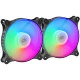 Mars Gaming MFDUO, Kit 2 FRGB Rainbow 120-mm-Lüfter Schwarz