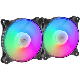 Mars Gaming MFDUO, Kit 2 FRGB Rainbow 360°, Ultraleise, Dualer Anschluss 3PIN + 4PIN, Schwarz