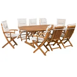 Beliani Gartenmöbel Set Akazienholz hellbraun 8-Sitzer Auflagen MAUI