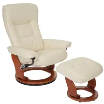 Robas Lund Relaxsessel Hamilton Leder 52 x 130 x 130 cm Beige/Honigfarben mit Hocker