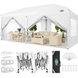 COBIZI Pavillon 3x6 Faltpavillon Wasserdicht Stabil Winterfest Faltbar Partyzelt mit 6 Seitenteilen Pop up Gartenpavillon UV Schutz 50+ Höhenverstellbar für Strand Hochzeit Camping, Weiß