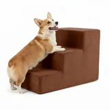murando Hundetreppe für Kleine Hunde 3 Stufen 30 cm, Samt - Honiggelb